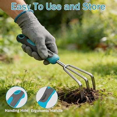 Gardening Tools, Carsolt 10 Piece Heavy Duty Stainless Steel Garden Tools Set with Ergonomic Rubber Handle. V… — view 4
