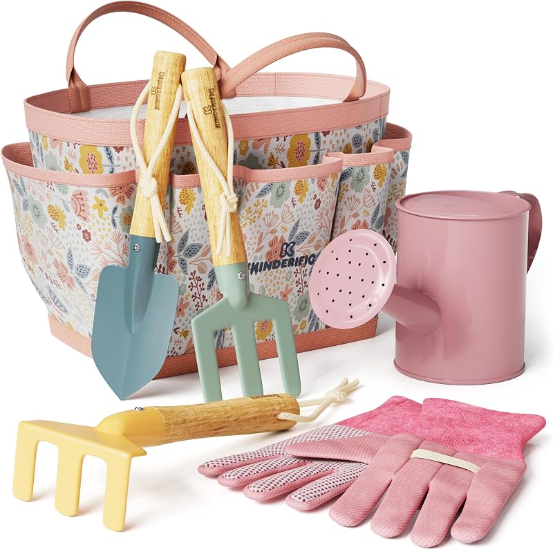 Gardening Set, Tool Kit, for Kids, STEM, Includes Tote Bag, Spade, Watering Can, Rake, Fork, Trowel and Glove…