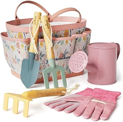 Gardening Set, Tool Kit, for Kids, STEM, Includes Tote Bag, Spade, Watering Can, Rake, Fork, Trowel and Glove… — view 2