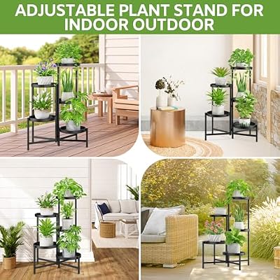 iDavosic.ly 5 Tier Large Plant Stand Indoor Outdoor, 10 In Wide Tray, Black — view 3