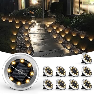 SOLPEX 10 Pack Small Solar Ground Lights, Pathway Lights Warm White — view 2