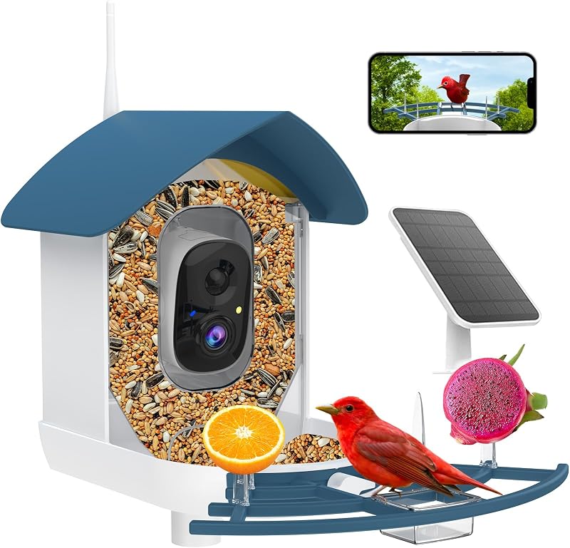 Fazoxo Bird Feeder with Camera,Birds House Camera,Solar Powered,AI Bird ID