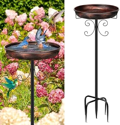 Daoeny 35In Metal Bird Bath for Outside, Vintage Freestanding Birdbaths & Birdfeeder, Bird Baths Feeder Bowl… — view 2