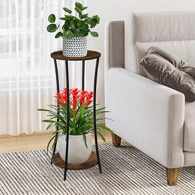YINMIT Plant Stand Indoor,2 Tier Round Potted Holder Rack,Flower Pot Stand Shelf,Round Supports Rack,Corner P… — view 3