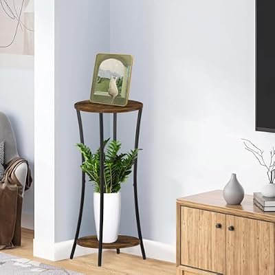 YINMIT Plant Stand Indoor,2 Tier Round Potted Holder Rack,Flower Pot Stand Shelf,Round Supports Rack,Corner P… — view 4