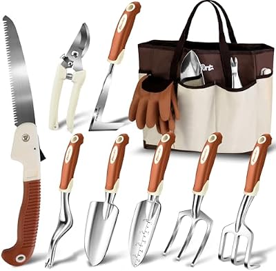 MelonArt Garden Tool Set,10 Pcs Heavy Duty Gardening Hand Tool Kit for Women Aluminum with Non Slip Ergonomic… — view 2