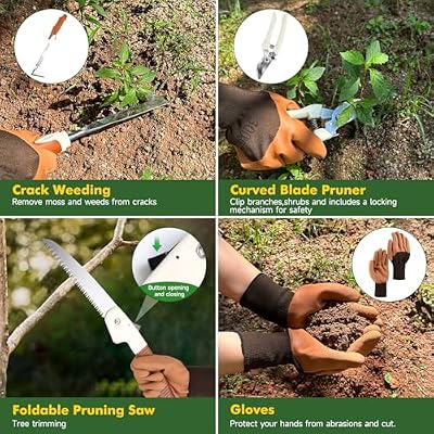 MelonArt Garden Tool Set,10 Pcs Heavy Duty Gardening Hand Tool Kit for Women Aluminum with Non Slip Ergonomic… — view 4