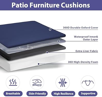 IPYNBAP Outdoor Chair Cushions Set of 4 -Waterproof Outdoor Seat Cushions for Patio Furniture, Patio Chair Cu… — view 3