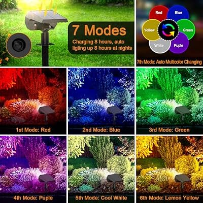 WELALO Color Changing Solar Lights Outdoor, IP68 Waterproof, RGB, 6 Pack — view 4