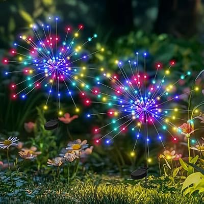 PEVOROS Solar Firework Fairy Garden Lights Outdoor, Colorful, 2 Pack — view 2