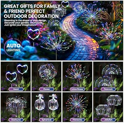 PEVOROS Solar Firework Fairy Garden Lights Outdoor, Colorful, 2 Pack — view 3