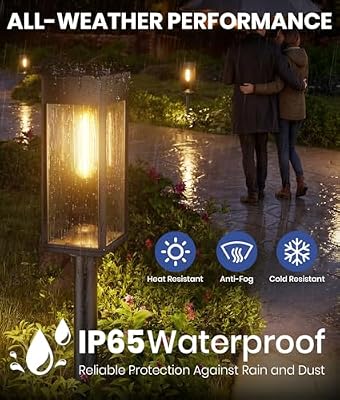 NEWMESSI Solar Pathway Lights Outdoor, 4 Pack, Warm White, 3 Heights, IP65 — view 4