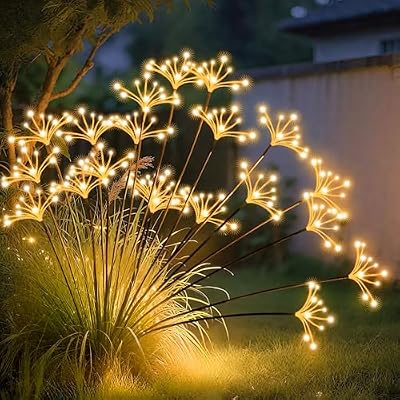 JJGoo Solar Garden Lights, New Upgraded 2 Pack Solar Swaying Starburst Light, Waterproof Fireworks Outdoor Li… — view 2