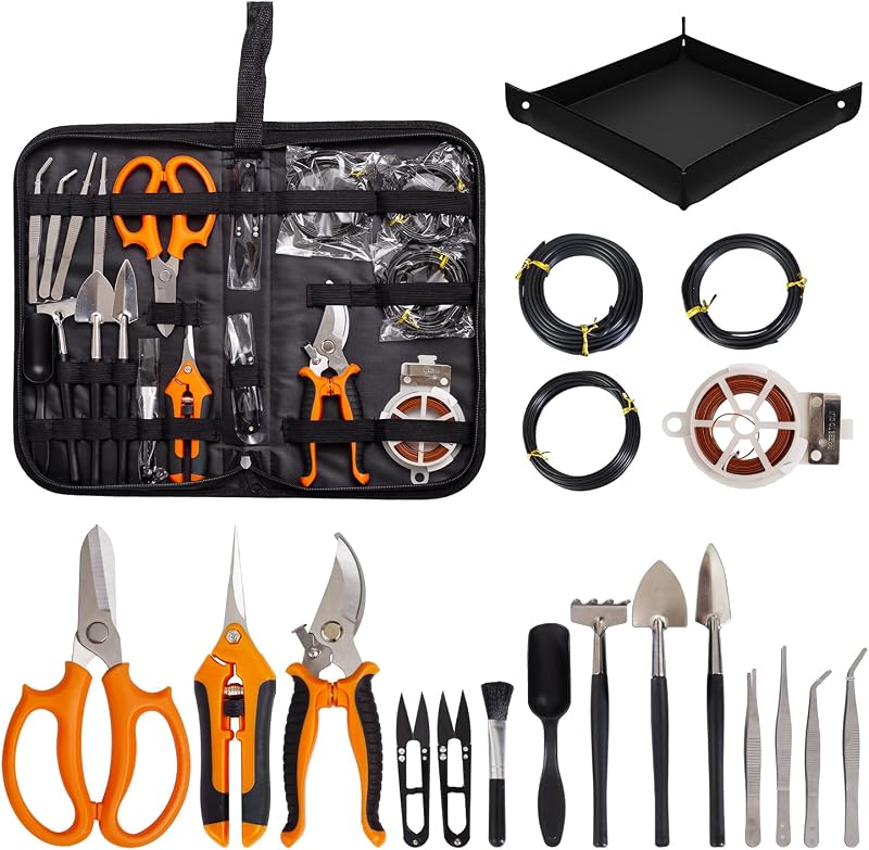 Bonsai Tools Kit 20 Pcs Garden Tools Set for Beginner, Gardening Gift for Women Men, Includes Bonsai Wire Kit…