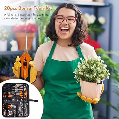 Bonsai Tools Kit 20 Pcs Garden Tools Set for Beginner, Gardening Gift for Women Men, Includes Bonsai Wire Kit… — view 3