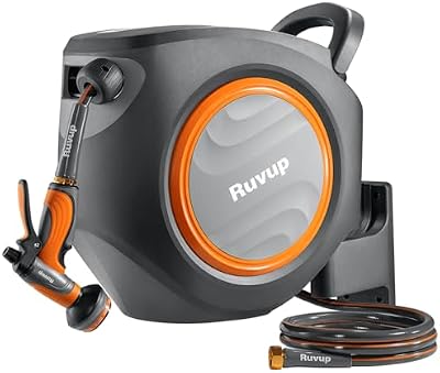 Ruvup Garden Hose Reel 5/8"x100ft Retractable Water Hose With Metal Bracket — view 2