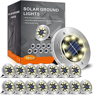 INCX Solar Lights Outdoor Waterproof, Warm White, 16 Pack Ground Lights — view 2