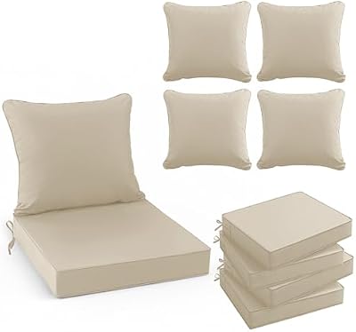 Summsun Outdoor Chair Cushions Set of 4, 24 x 24 Inch, Cream — view 2