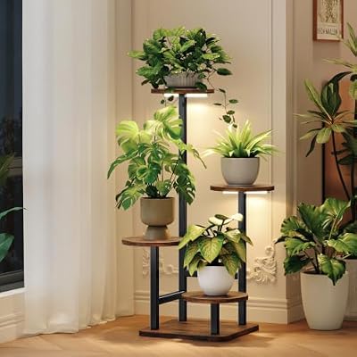 Homsorout Plant Stand Indoor with Grow Light,4-Tiered Tall Plant Stand Indoor, Metal Plant Shelf with Adjusta… — view 2
