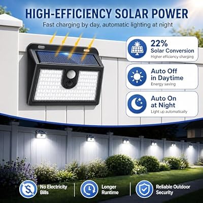 [6 Packs] Solar Motion Sensor Outdoor Lights, Super Bright Solar Lights Outdoor Waterproof, 3 Lighting Modes… — view 4