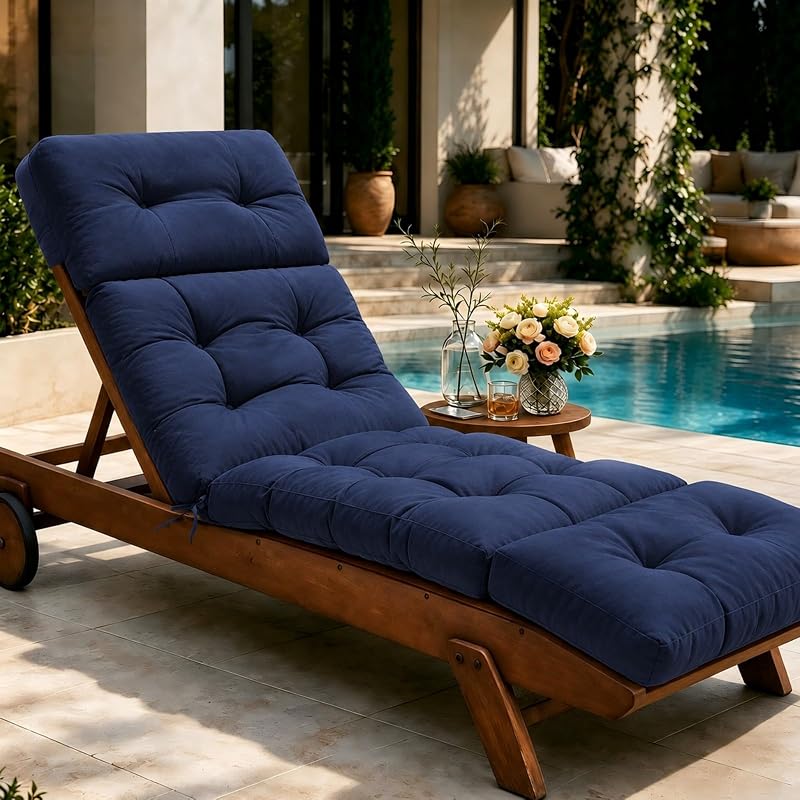 Outdoor Chaise Lounge Chair Cushions Waterproof 74.4 x 22 x 4.7 In, Blue
