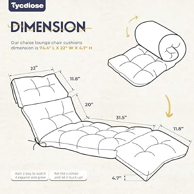 Outdoor Chaise Lounge Chair Cushions Waterproof 74.4 x 22 x 4.7 In, Blue — view 4