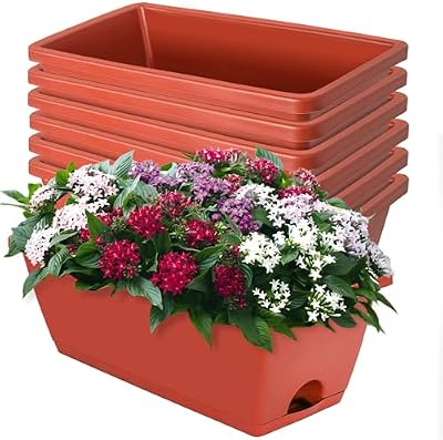 LOCONHA 7 Pack Window Box Planter, Plastic Vegetable Flower Planters Boxes — view 2