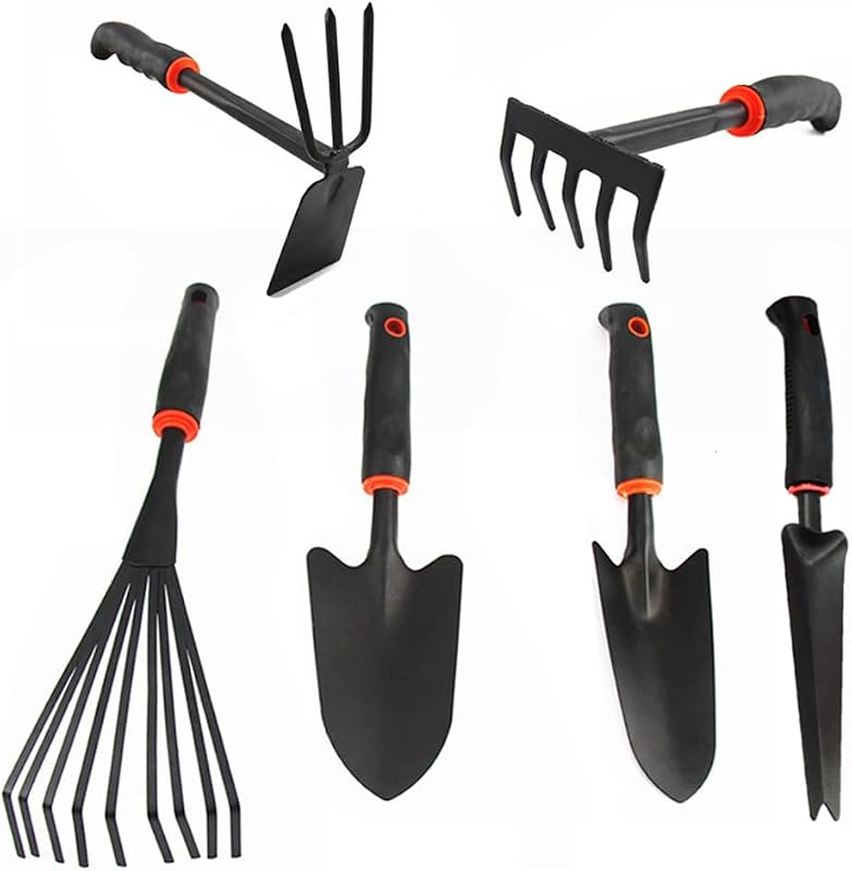 Large Garden Tool Set with Non-Slip Rubber Handle - 6 Piece Heavy Duty, Gardening Hand Tools, Sturdy Durable,…