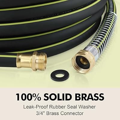 Flexible Rubber Garden Hose 100ft, 5/8" Hybrid Rubber Hose Heavy Duty — view 4