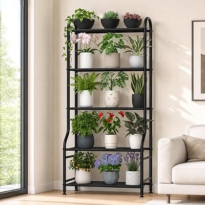 5-Tier Metal Plant Stand - Heavy Duty Indoor Outdoor Flower Shelf for Multiple Pots, 65" Tall Vertical Holder… — view 2