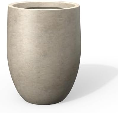 Kante 21.7" Tall Concrete Planter, Large Round Bullet Pot, Weathered Finish — view 2