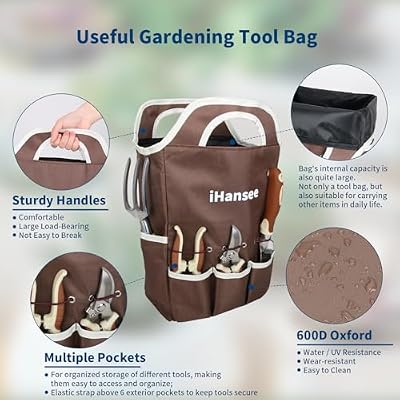 Brown Garden Tools Set 12-Piece, Gardening Gifts for Women Men — view 4
