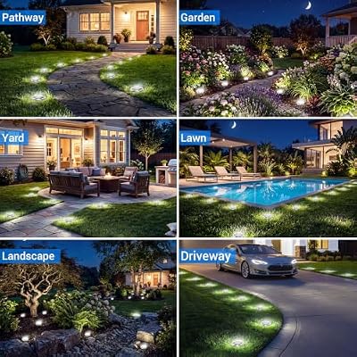 Peasur Solar Lights Outdoor Waterproof, 8 Pack Solar Powered Ground Lights Outdoor, IP68 Waterproof, Anti-Rus… — view 4