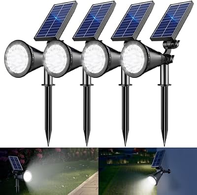 Solar Lights Outdoor Waterproof Spot Lights, Cool White 4 Pack — view 2