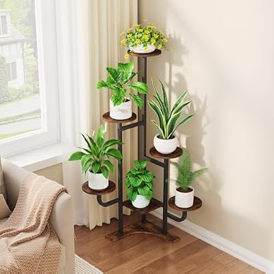 Homsorout Corner Plant Stand with Grow Light - 6 Tier Plant Stand Indoor Round Metal Plant Shelf with Adjusta… — view 3