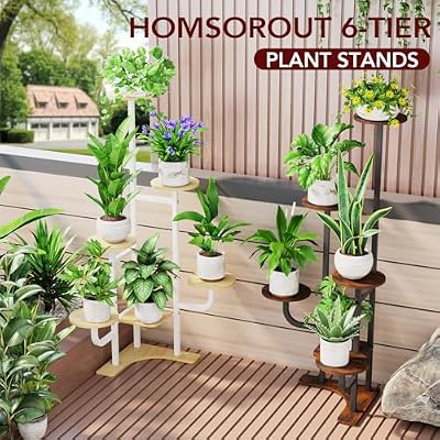 Homsorout Corner Plant Stand with Grow Light - 6 Tier Plant Stand Indoor Round Metal Plant Shelf with Adjusta… — view 4