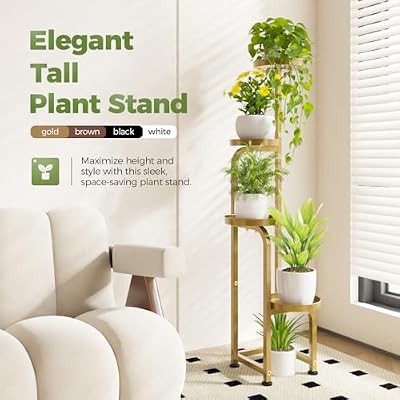 Bamworld Corner Plant Stand Indoor Outdoor Tall Metal Flower Pot Stands — view 3