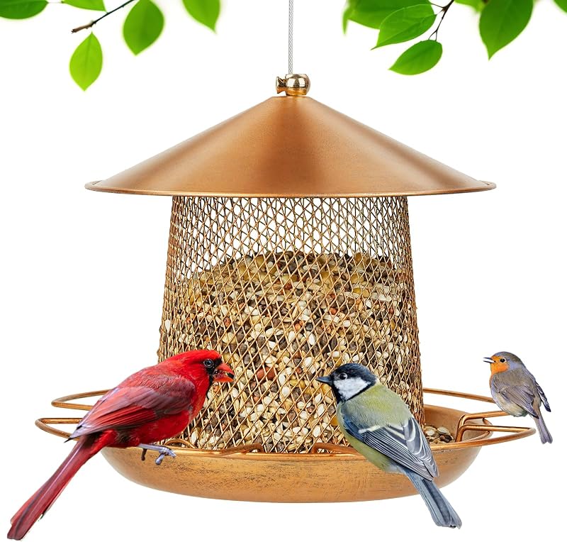 LBTING Bird Feeder, Wild Bird Feeders, Metal Lantern-Shaped