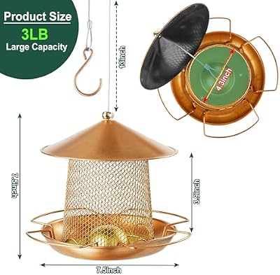 LBTING Bird Feeder, Wild Bird Feeders, Metal Lantern-Shaped — view 3