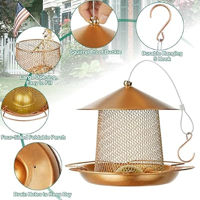 LBTING Bird Feeder, Wild Bird Feeders, Metal Lantern-Shaped — view 4