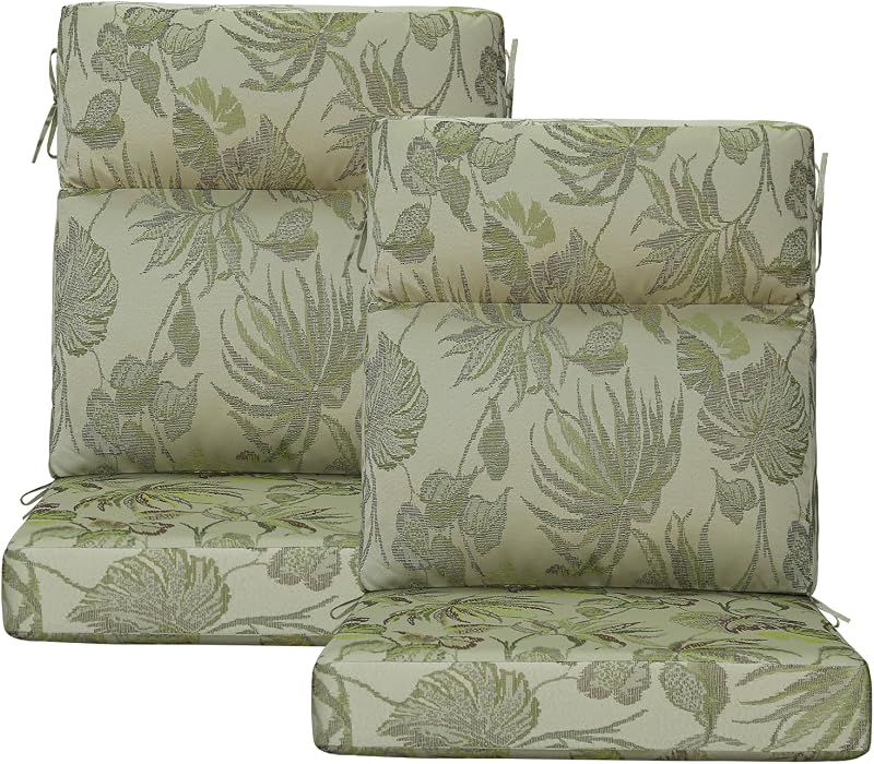 Outdoor High Back Chair Cushion, 2 Pack 44x21 inches Patio Chair Cushions Water Repellent Rocking Cushions In…