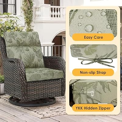 Outdoor High Back Chair Cushion, 2 Pack 44x21 inches Patio Chair Cushions Water Repellent Rocking Cushions In… — view 3