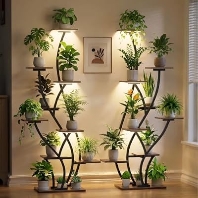 Plant Stand Indoor with Grow Light - 2 Pack Lighted Large Plant Shelf Tall — view 2