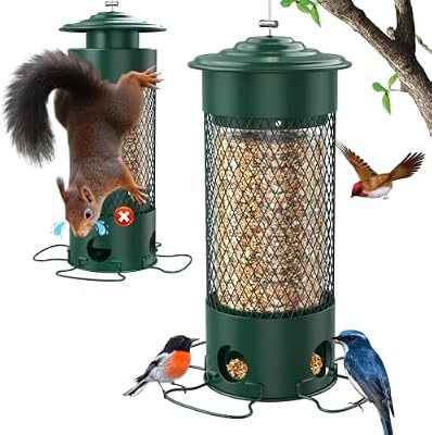 Metal Squirrel Proof Bird Feeders for Outdoors Hanging,Weight-Activated Large Capacity Feeder for Wild Finch,… — view 2