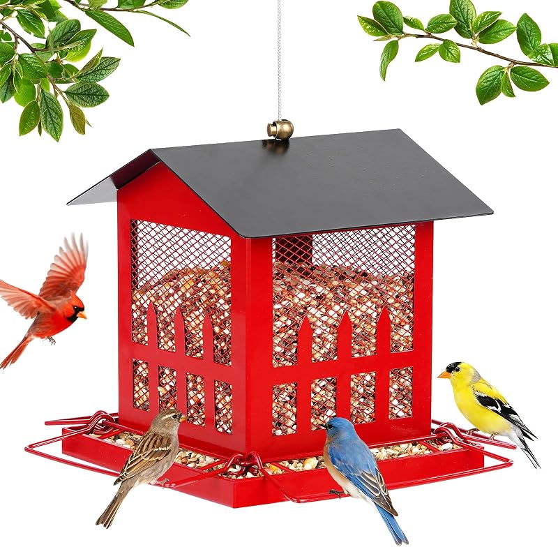 Bird Feeder, Heavy Duty Metal Wild Bird Feeders for Outdoors Hanging