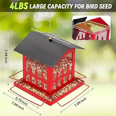 Bird Feeder, Heavy Duty Metal Wild Bird Feeders for Outdoors Hanging — view 3