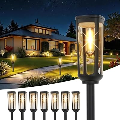 JEJOT Solar Pathway Lights Outdoor Waterproof, 8 Pack Solar Walkway Lights — view 2