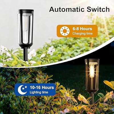 JEJOT Solar Pathway Lights Outdoor Waterproof, 8 Pack Solar Walkway Lights — view 4