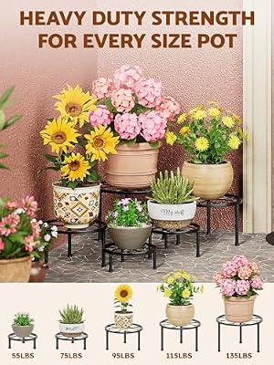 5 Pack Flower Pot Black Tables Plant Stand Indoor Outdoor(BlackFlower) — view 4