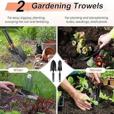 HaSteeL Garden Tools Set, 11 Pcs Gardening Supplies Hand Tool Kit for Women Men Gardeners, Include Tote Bag,… — view 4